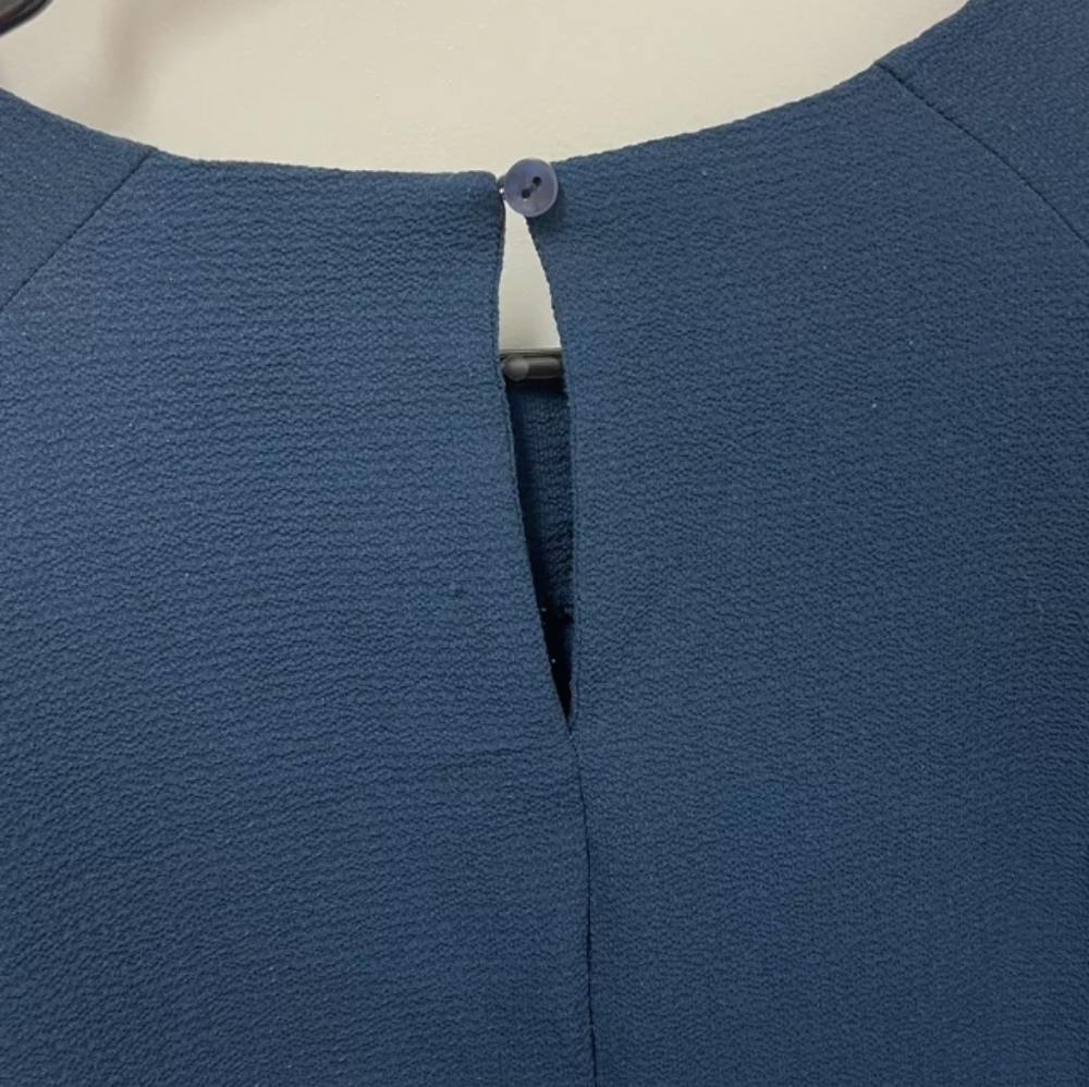 Counterparts Blouse Navy Blue 3/4 bell sleeves w/tie bow Pullover - Picture 6 of 8